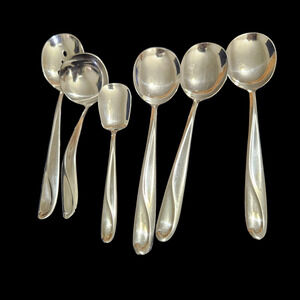 Reed & Barton Reedcraft Stainless Flatware Set 33 Pc Modern Swirl Design USA